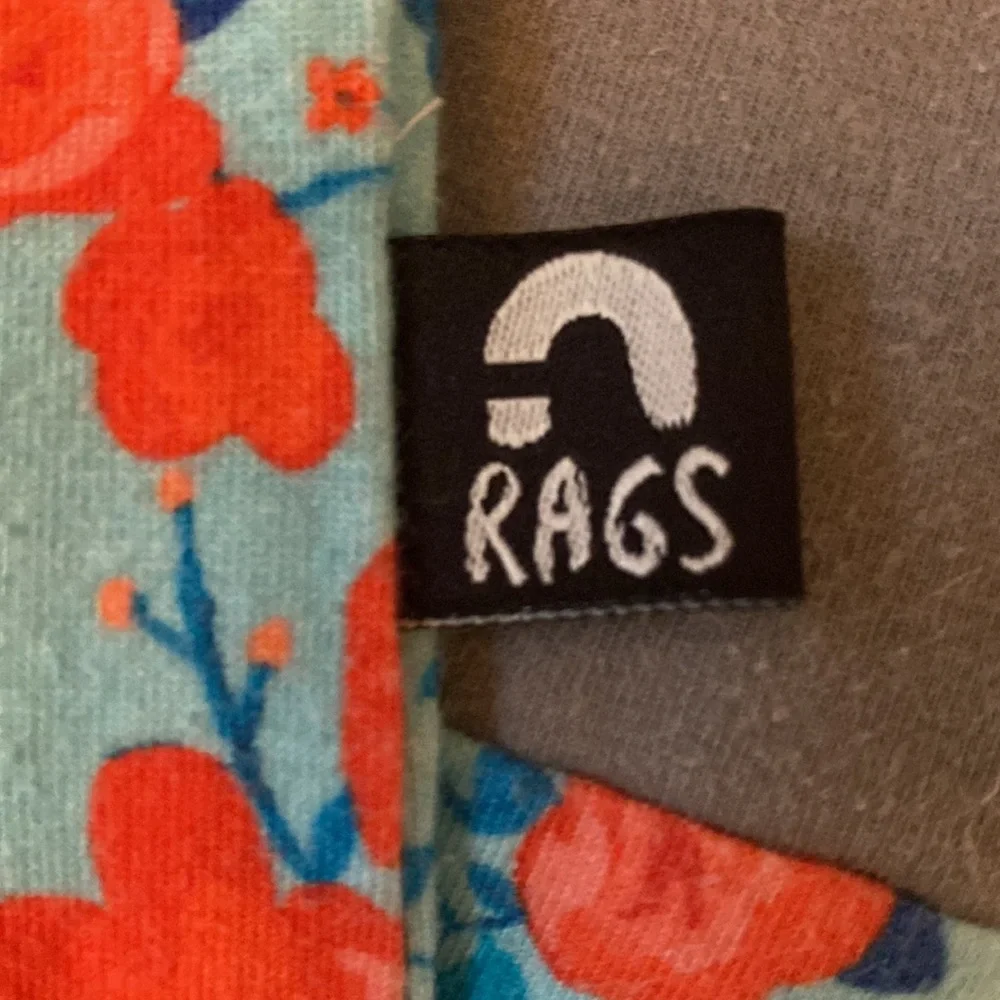 Rags to Raches Henley Romper Blue Poppy Floral Coral 6-12M